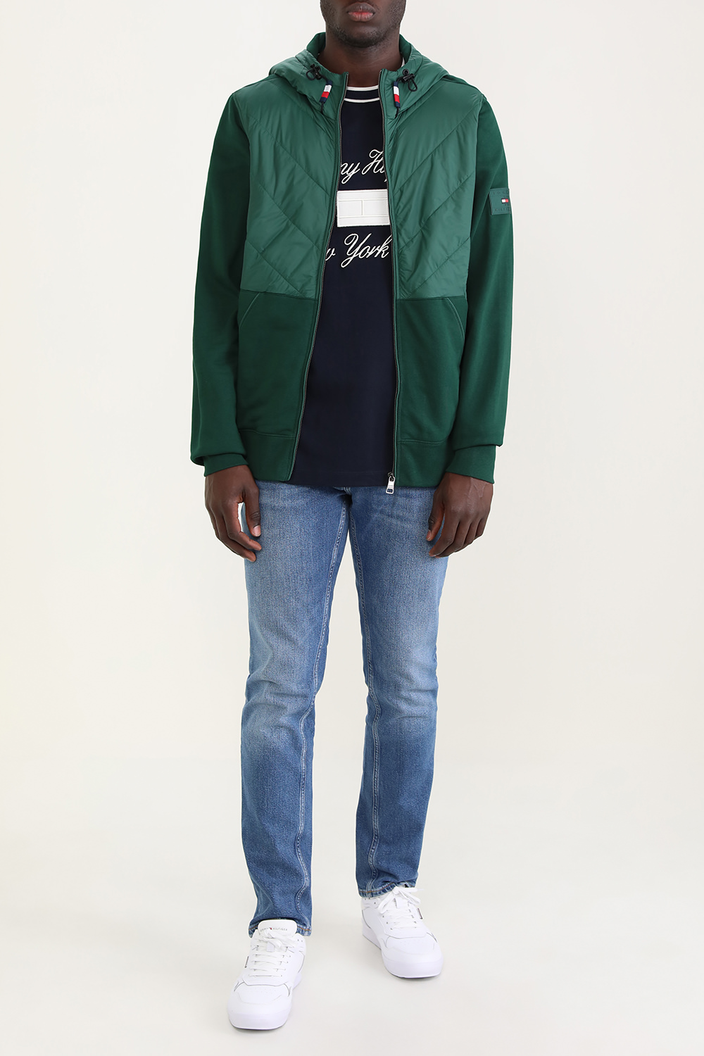 סווטשירט מרוכסן עם קפוצ'ון TOMMY HILFIGER